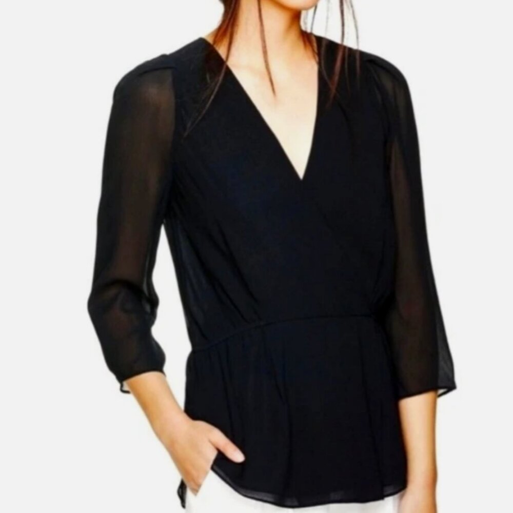Aritzia Babaton Alexander Blouse Top 100% Silk Size Small Black